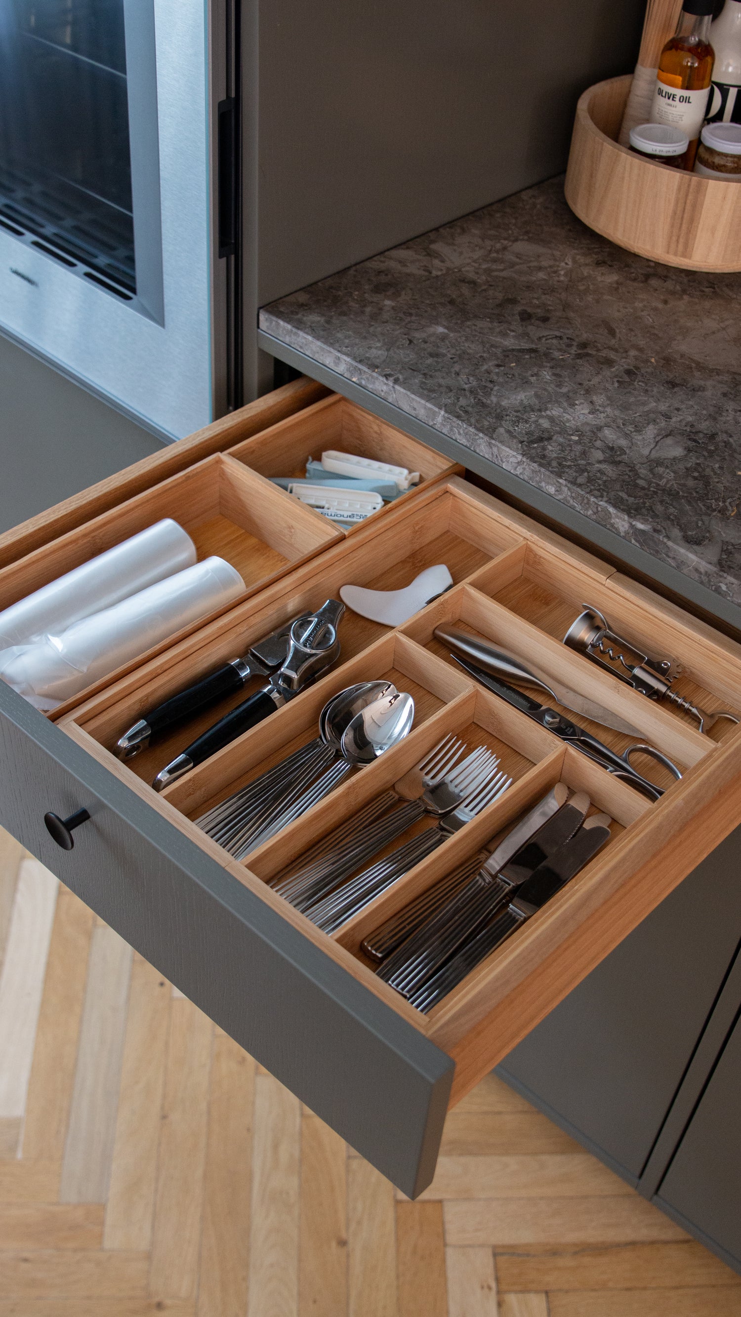 Bestikbakke udvidelig bambus - Skab orden i dine skuffer