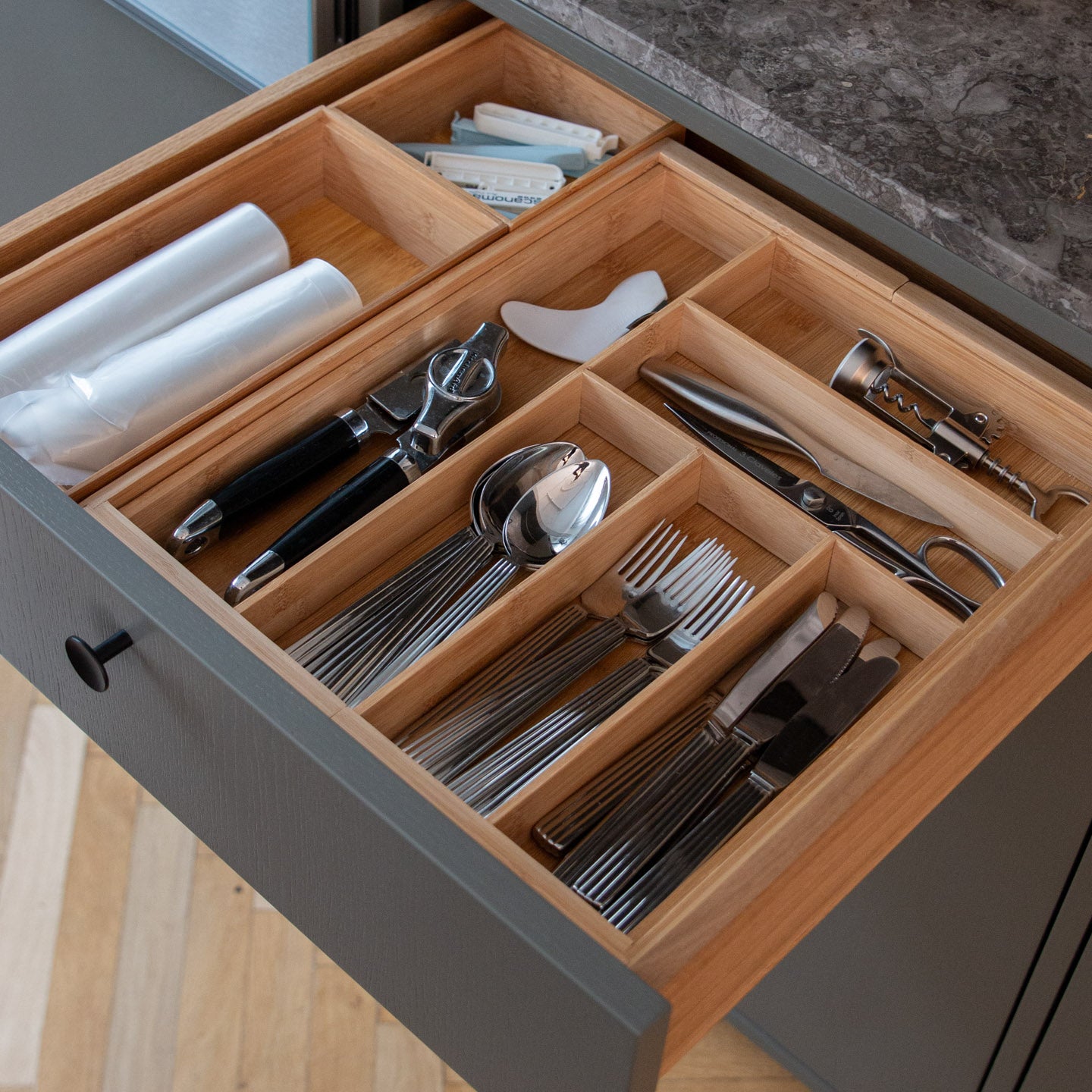 Large bamboo cutlery tray