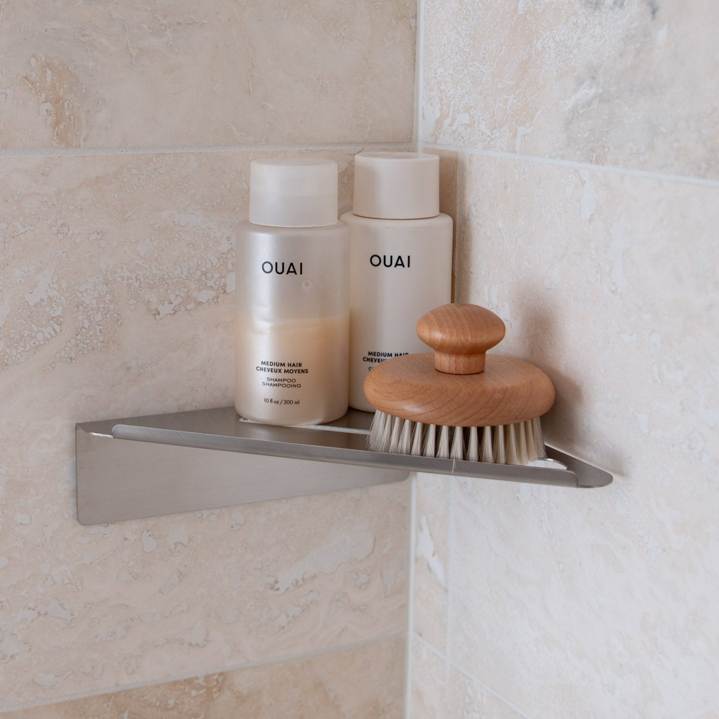 Corner Shower Shelf - Brushed Steel
