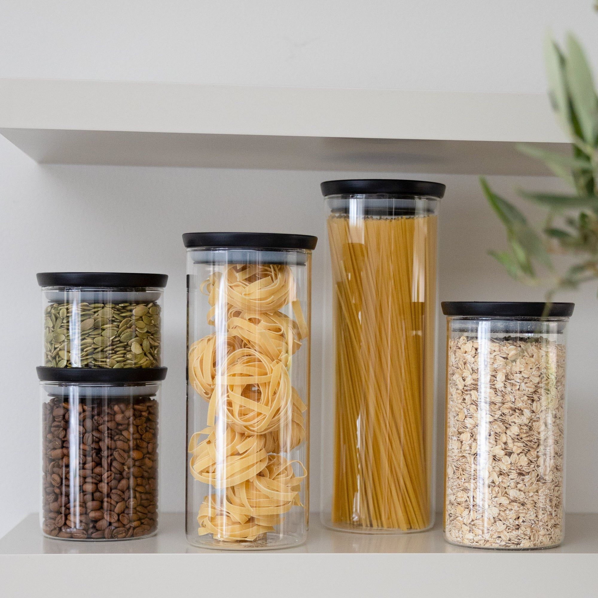 Opbevaringsglas Sort serie opbevaringsglas 1650 ml aestetisk ele living