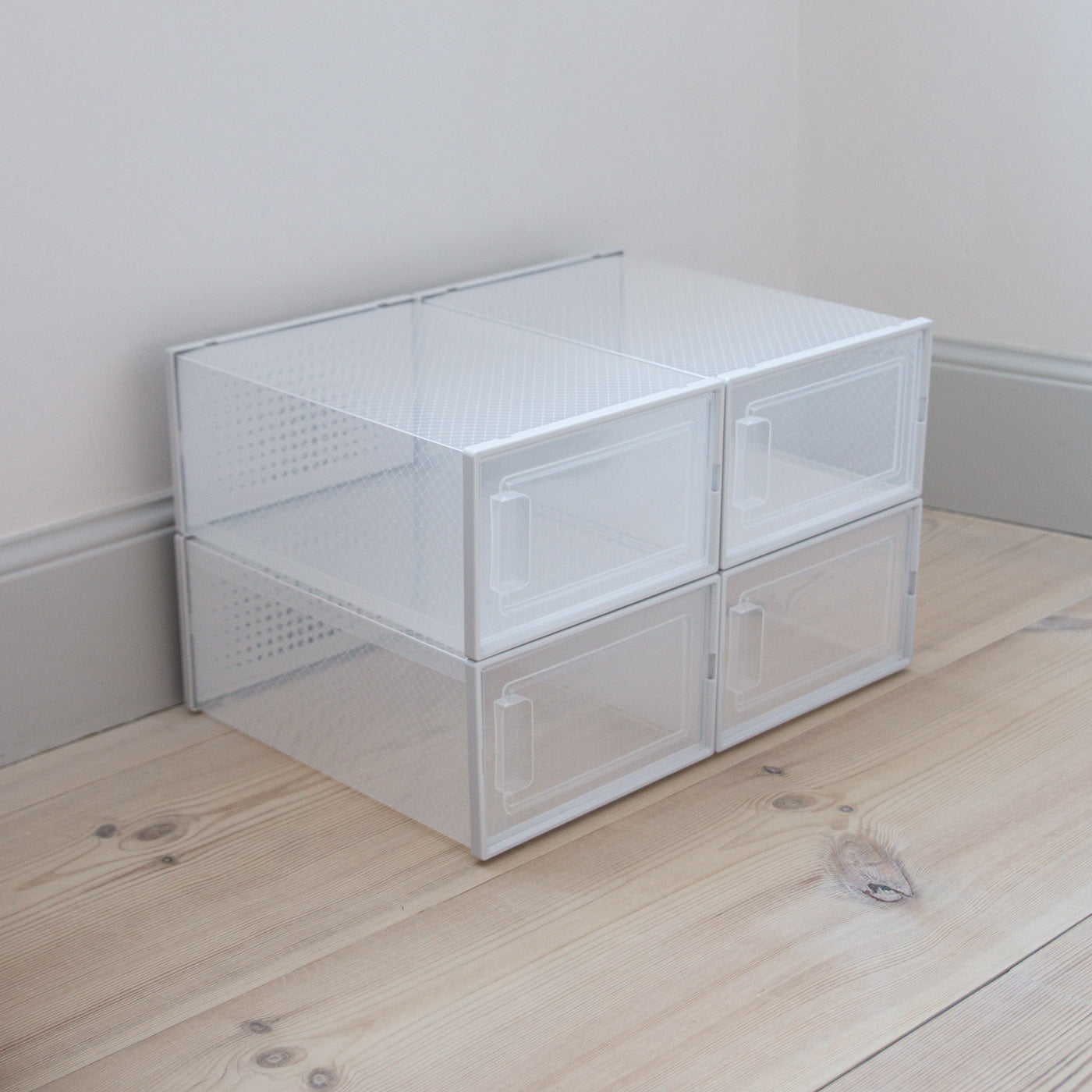 Paketlösung - 4 Stk. stapelbare Schuhkartons - Klein