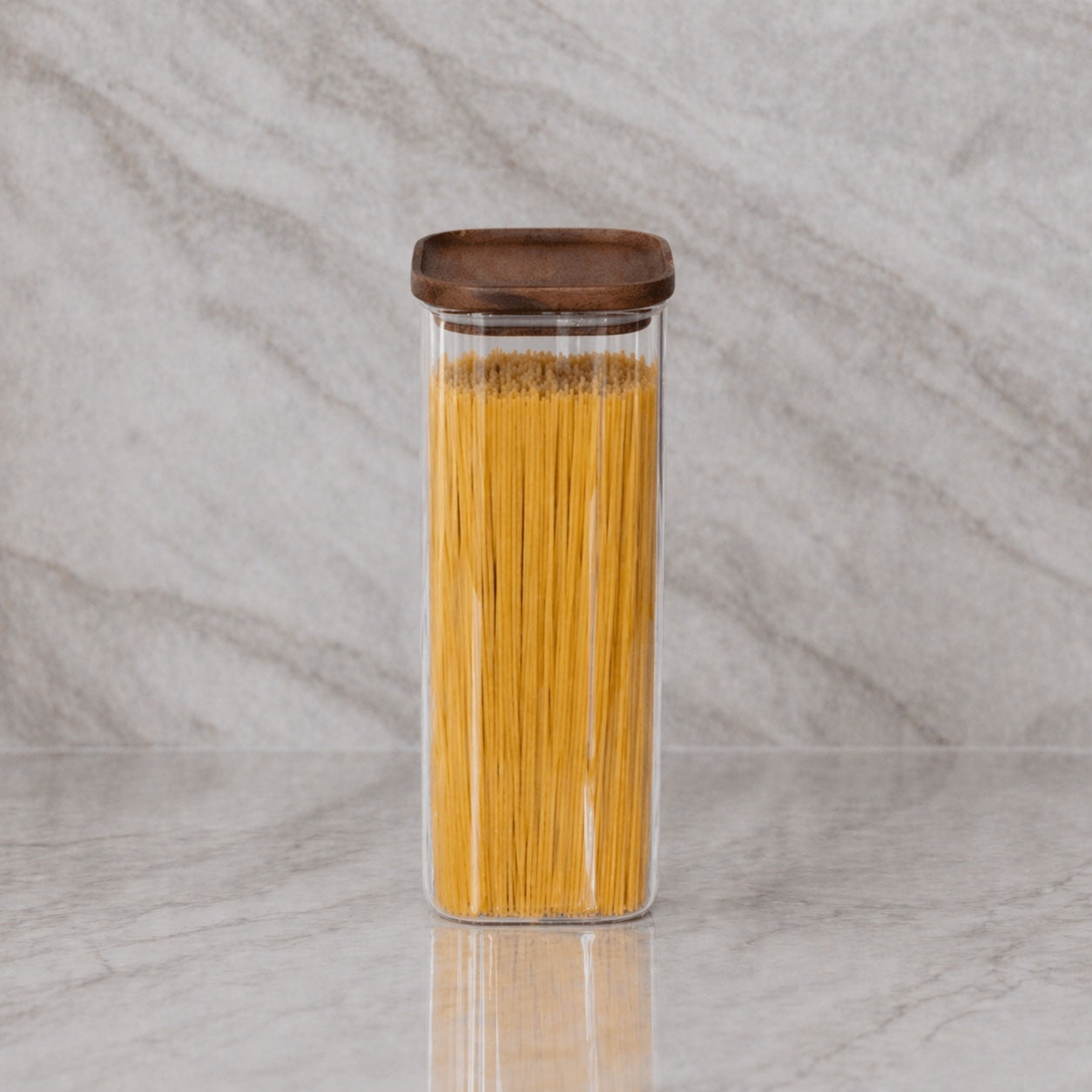 Storage jar with acacia wood lid square 2000 ml