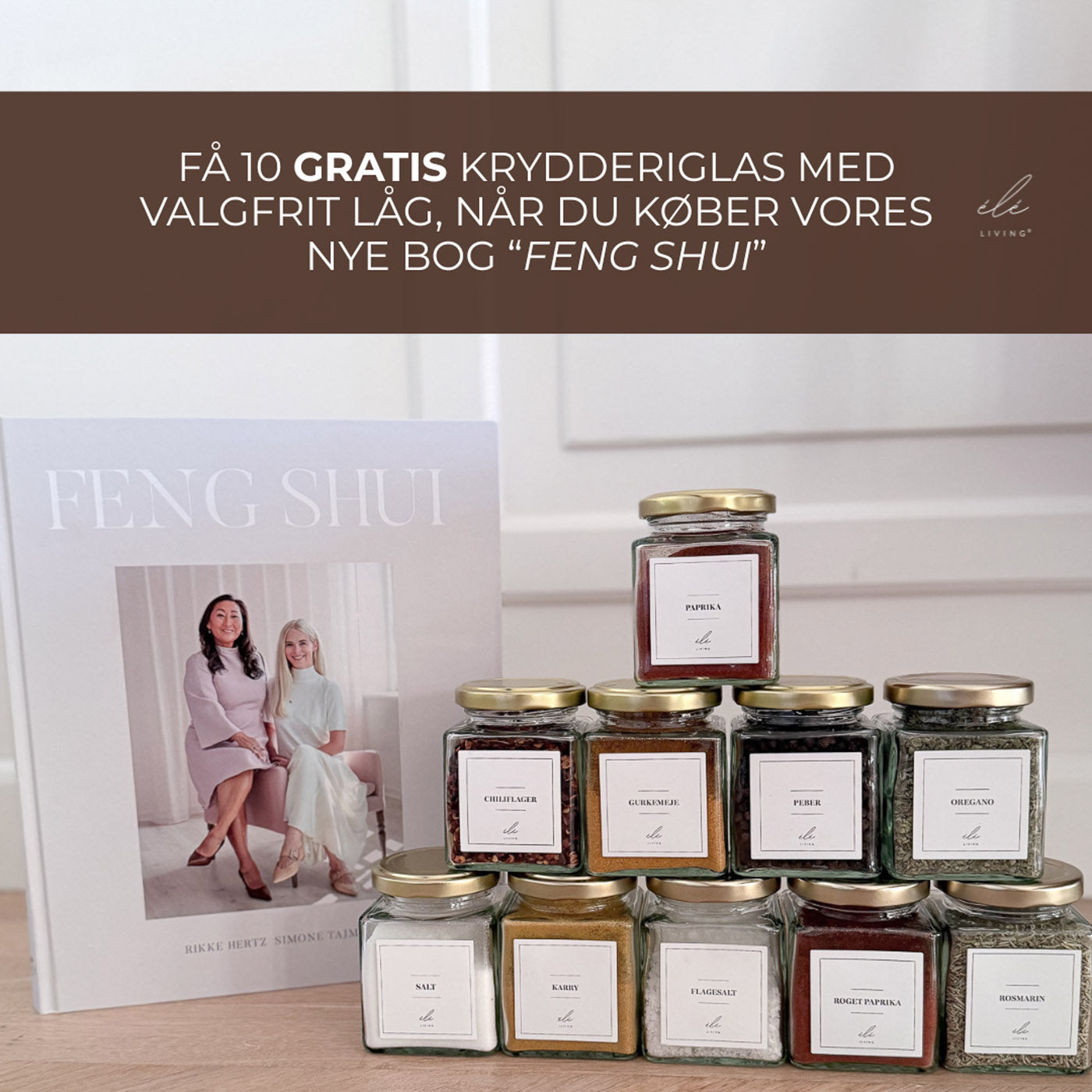 Feng Shui Gavesæt (sølv låg) – Bog + 10 krydderiglas