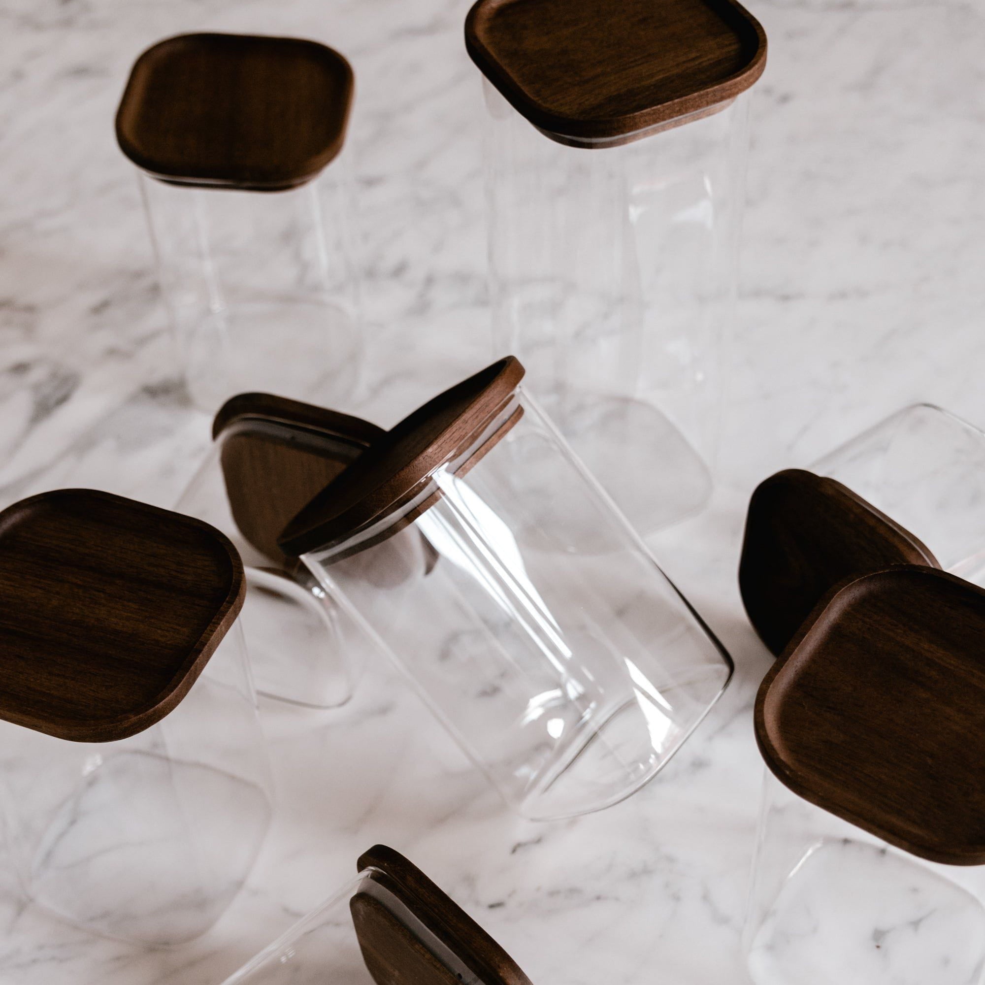 Opbevaringsglas med akacie trælåg firkantet 1000 ml aestetisk ele living
