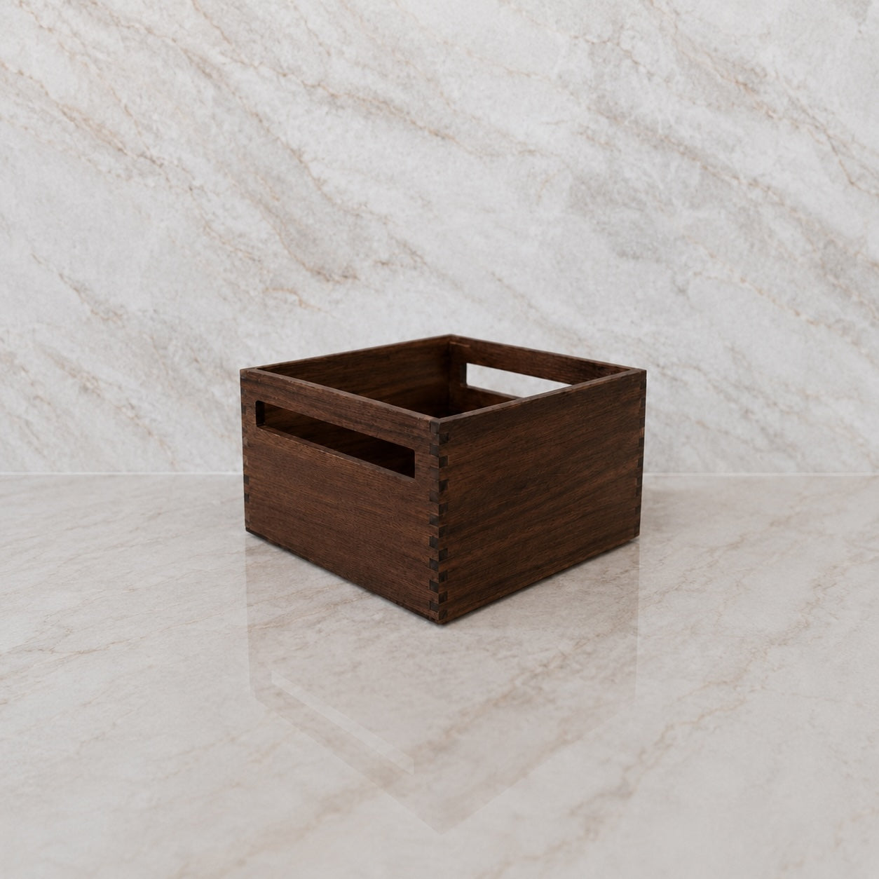 Wooden box square tall acacia