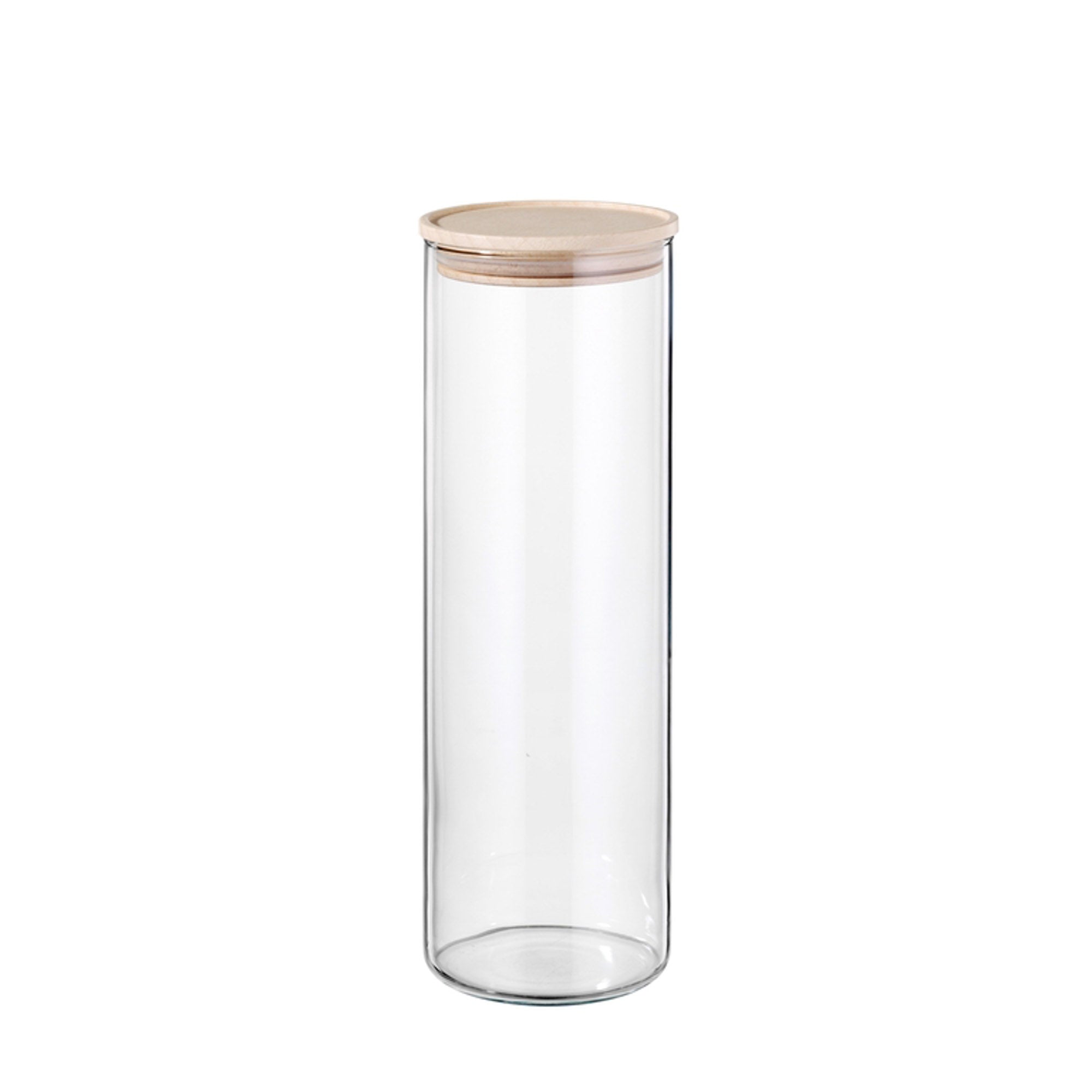 Opbevaringsglas Opbevaringsglas med trælåg rund 2000 ml lys aestetisk ele living