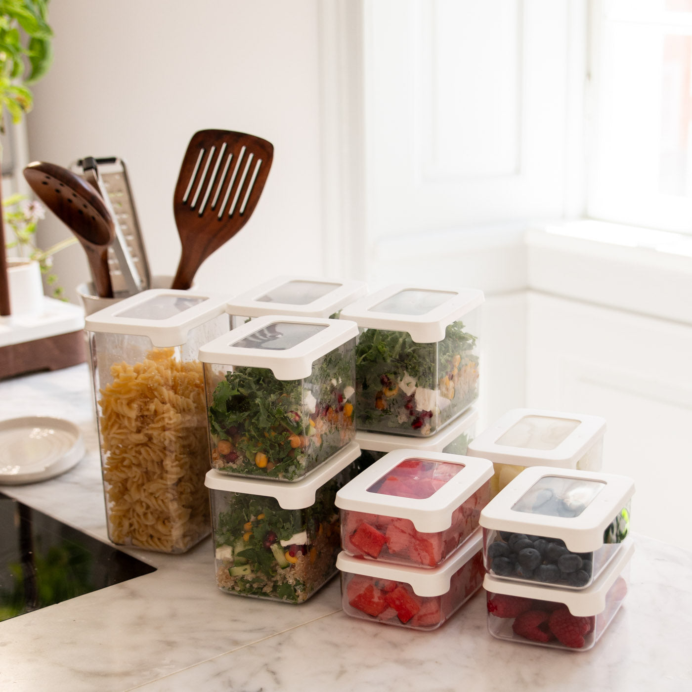 Gastomax opbevaringsbøtte 3,5 liter – stor plastbøtte med låg, til mealprep og opbevaring.