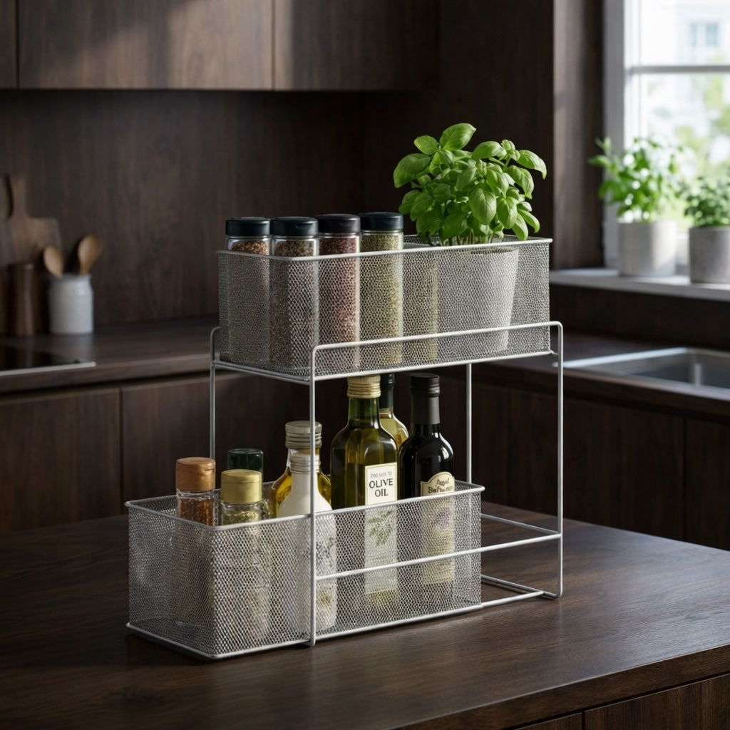 Sølv metal organizer til krydderier