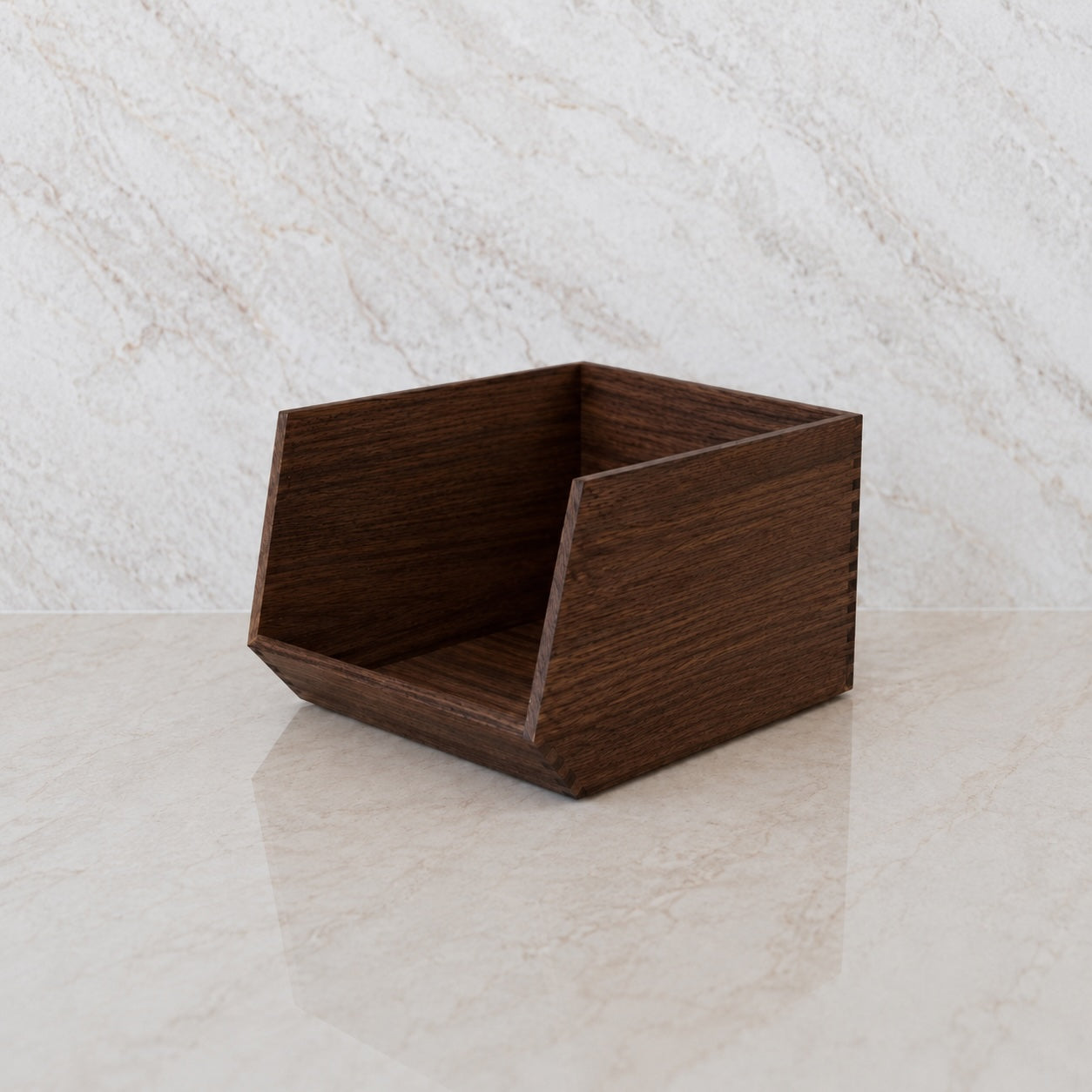 Stackable wooden box open front acacia