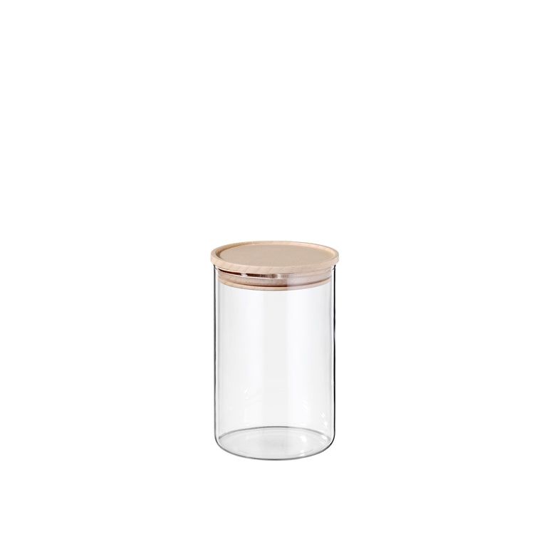 Opbevaringsglas Opbevaringsglas med trælåg rund 900 ml lys aestetisk ele living